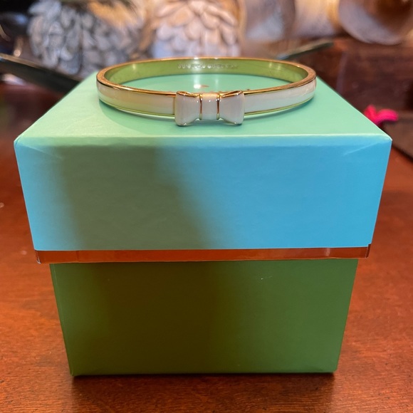 kate spade Accessories - Kate Spade - Take A Bow Cream Enameled Bangle Bracelet